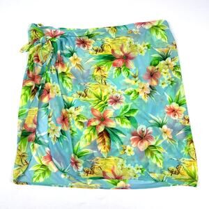 Floral Mesh Sarong Wrap Swim Cover-Up Sheer Stretch Mesh Nylon Y2K Beach Pool